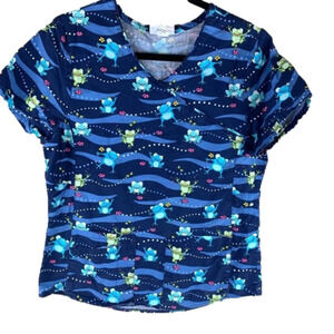 𝅺Scrubstar Multi Pocket Frog Scrub Top  size Small